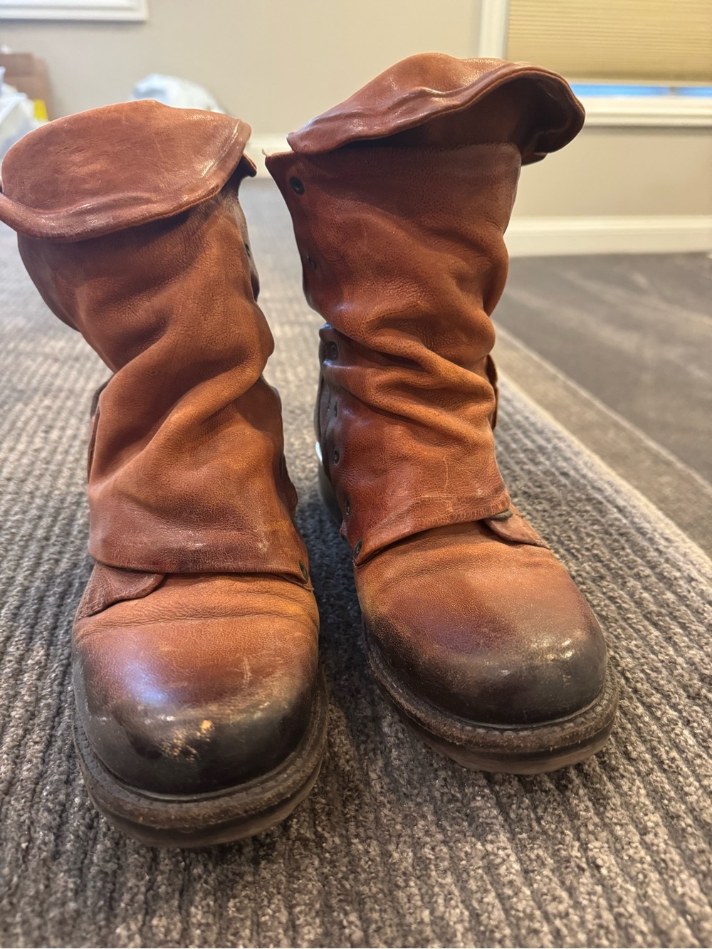 A.S. 98 Leather Brown Slouch Ankle Boots